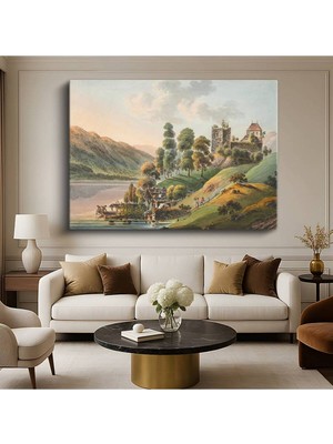 Limitless Design Franz Niklaus König Göl Kenarı Şato Mimari Resmi Kanvas Tablo Sanat Tablosu Klasik Ressam Tablosu