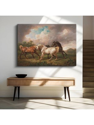 Limitless Design George Stubbs Çayır Atları Hayvan Manzarası Kanvas Tablo Sanat Tablosu Klasik Ressam Tablosu