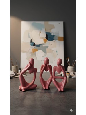 3'lü Düşünenler Biblo Çok Renkli