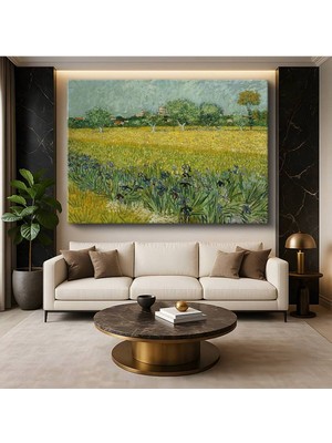 Limitless Design Vincent Van Gogh Arles Yakını Süsenli Tarla Çiçek Tarlası Kanvas Tablo Klasik Ressam Tablosu
