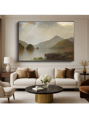 Limitless Design John Frederick Kensett Dağ Gölü Doğa Manzarası Kanvas Tablo Sanat Tablosu Klasik Ressam Tablosu