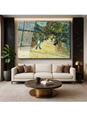 Limitless Design Vincent Van Gogh Park Yolu Doğa Manzarası Cam Tablo Dijital Baskı Duvar Tablosu Dekor Tablo