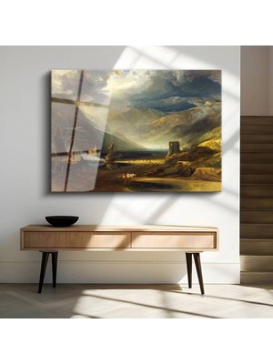 Limitless Design J.m.w. Turner Dağlık Kıyı Deniz Manzarası Cam Tablo Dijital Baskı Duvar Tablosu Dekor Tablo