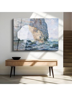 Limitless Design Claude Monet Manneporte Kayalığı Deniz Manzarası Cam Tablo Dijital Baskı Duvar Tablosu Dekor Tablo