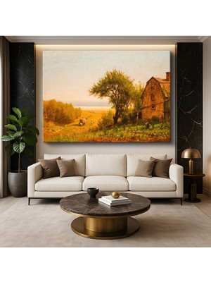 Limitless Design Jasper Francis Cropsey Hasat Zamanı Çiftlik Kırsal Resmi Kanvas Tablo Klasik Ressam Tablosu