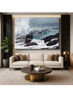 Limitless Design Winslow Homer Kayalık Sahil Deniz Manzarası Cam Tablo Dijital Baskı Duvar Tablosu Dekor Tablo
