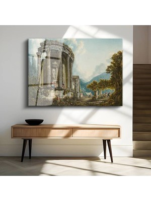 Limitless Design Charles-Louis Clérisseau Antik Tapınak Tarihi Manzara Cam Tablo Dijital Baskı Duvar Tablosu