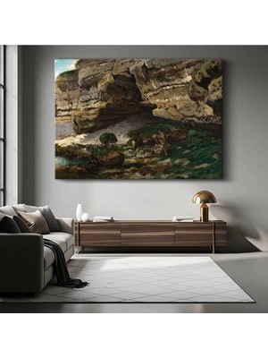 Limitless Design Gustave Courbet Kayalıklar Geyik Doğa Resmi Kanvas Tablo Sanat Tablosu Klasik Ressam Tablosu