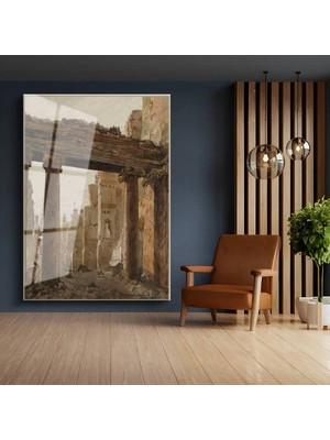 Limitless Design David Roberts Antik Sütunlar Tarihi Mimari Cam Tablo Dijital Baskı Duvar Tablosu Dekor Tablo
