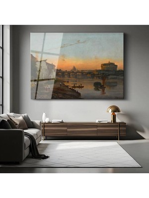 Limitless Design Ippolito Caffi Roma Şehir Manzarası Cam Tablo Dijital Baskı Duvar Tablosu Dekor Tablo