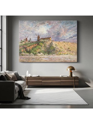 Limitless Design Ferdinand Perrot Tepedeki Değirmenler Kırsal Manzarası Kanvas Tablo Klasik Ressam Tablosu