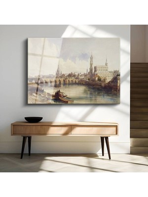 Limitless Design J.m.w. Turner Dresden Tarihi Şehir Manzarası Cam Tablo Dijital Baskı Duvar Tablosu Dekor Tablo