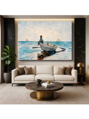 Limitless Design Winslow Homer Denizde Balıkçı Su Sporları Resmi Kanvas Tablo Sanat Tablosu Klasik Ressam Tablosu