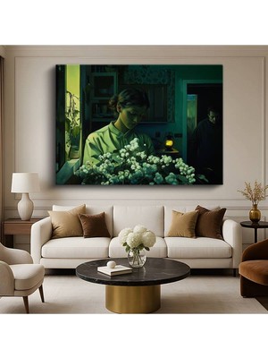 Limitless Design Midjourney Çiçekli Genç Dijital Sanat Portresi Kanvas Tablo Sanat Tablosu Klasik Ressam Tablosu