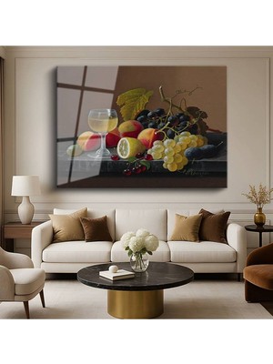 Limitless Design Severin Roesen Şarap Kadehi Meyveler Natürmort Hd Baskı Duvarı Cam Tablo Hd Baskı Tablo