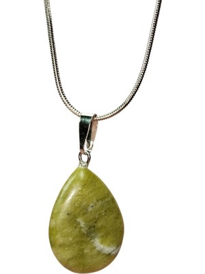 Akuamarin Doğal Taşı Zincirli El Yapımı Kolye Uç: 3 cm Zincir: 20 cm Kutulu