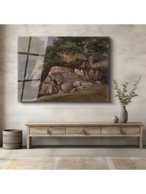 Limitless Design Jean-Baptiste-Camille Corot Kayalık Doğa Manzarası Cam Tablo Dijital Baskı Duvar Tablosu