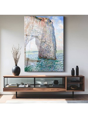 Limitless Design Claude Monet Étretat Kaya Kemeri Deniz Manzarası Cam Tablo Dijital Baskı Duvar Tablosu Dekor Tablo