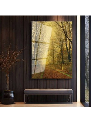 Limitless Design John Atkinson Grimshaw Sonbahar Akşam Işığı Cam Tablo Dijital Baskı Duvar Tablosu Dekor Tablo