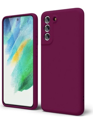 HANPORIUM Samsung Galaxy S21 Fe Uyumlu Silikon Kılıf - Pastel Renk Tonu Kamera Korumalı Esnek Kapak - Mürdüm