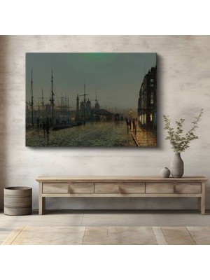 Limitless Design John Atkinson Grimshaw Sisli Liman Atmosfer Manzarası Kanvas Tablo Klasik Ressam Tablosu