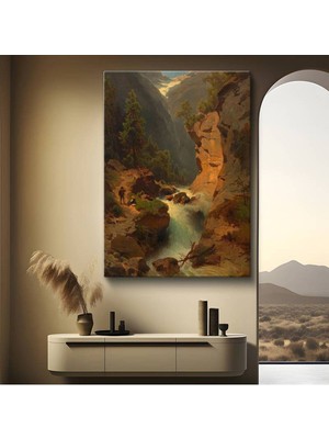 Limitless Design Albert Bierstadt Dağlık Şelale Doğa Manzarası Kanvas Tablo Sanat Tablosu Klasik Ressam Tablosu