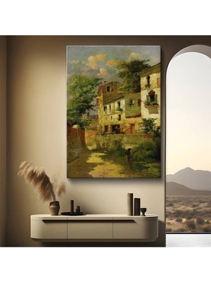 Limitless Design Anonim Italyan Evleri Mimari Manzara Kanvas Tablo Sanat Tablosu Klasik Ressam Tablosu