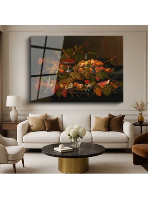 Limitless Design Severin Roesen Sonbahar Meyveleri Natürmort Hd Baskı Duvarı Cam Tablo Hd Baskı Tablo