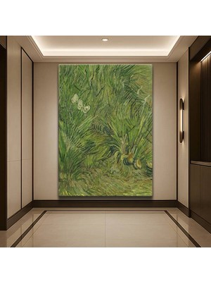 Limitless Design Vincent Van Gogh Kelebekli Çimen Doğa Manzarası Kanvas Tablo Sanat Tablosu Klasik Ressam Tablosu