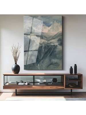 Limitless Design J.m.w. Turner Alp Dağları Panorama Manzarası Cam Tablo Dijital Baskı Duvar Tablosu Dekor Tablo
