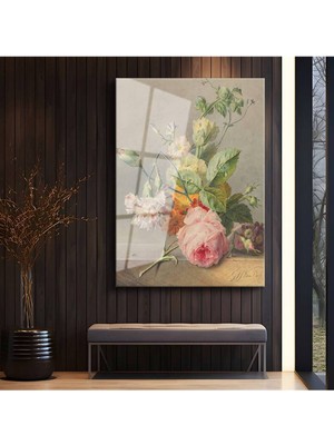 Limitless Design Jan Frans Van Dael Renkli Çiçek Buketi Cam Tablo Dijital Baskı Duvar Tablosu Dekor Tablo