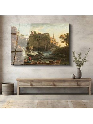 Limitless Design Claude Lorrain Tivoli Şelalesi Doğa Manzarası Cam Tablo Dijital Baskı Duvar Tablosu Dekor Tablo