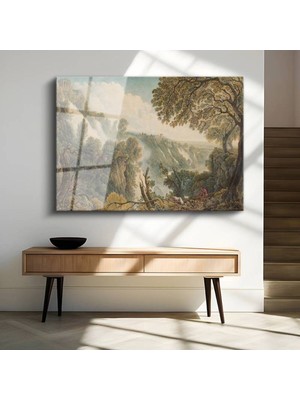 Limitless Design William Turner Tivoli Şelalesi Doğa Manzarası Cam Tablo Dijital Baskı Duvar Tablosu Dekor Tablo