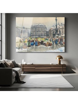 Limitless Design Franz Richard Unterberger Kış Mevsimi Pazar Yeri Cam Tablo Dijital Baskı Duvar Tablosu Dekor Tablo