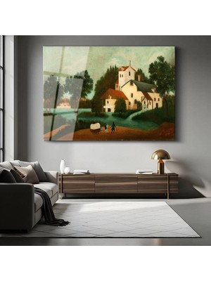 Limitless Design Henri Rousseau Köy Kırsal Manzarası Cam Tablo Dijital Baskı Duvar Tablosu Dekor Tablo