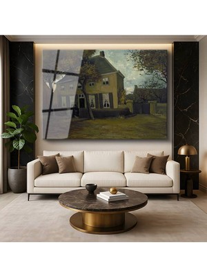 Limitless Design Vincent Van Gogh Nuenen Papaz Evi Dini Mimari Cam Tablo Dijital Baskı Duvar Tablosu Dekor Tablo
