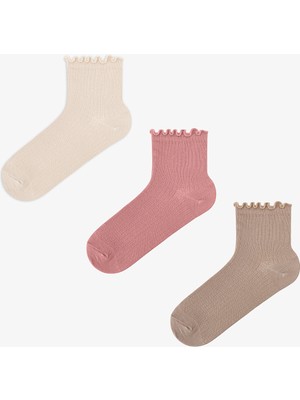 Penti 3 Çift Pamuklu Fırfırlı Soket Çorap