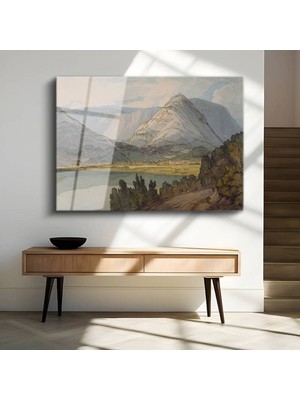Limitless Design J.m.w. Turner Dağlık Göl Doğa Manzarası Cam Tablo Dijital Baskı Duvar Tablosu Dekor Tablo