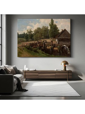 Limitless Design Ivan Shishkin Kır Evi Değirmen Kırsal Resmi Kanvas Tablo Sanat Tablosu Klasik Ressam Tablosu