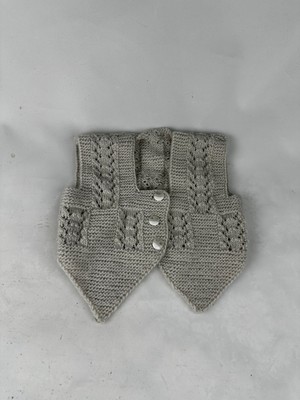 Relya Bebek Unisex Taş Rengi Makine Yünü Tülermez Düğmeli Yelek 6 12 Aylık En 26 cm Boy 20 cm