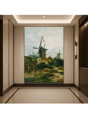 Limitless Design Vincent Van Gogh Montmartre Yel Değirmenleri Kanvas Tablo Sanat Tablosu Klasik Ressam Tablosu