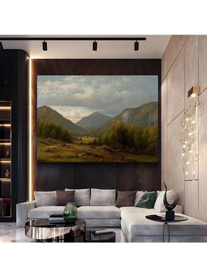 Limitless Design Albert Bierstadt Dağ Vadisi Doğa Manzarası Kanvas Tablo Sanat Tablosu Klasik Ressam Tablosu