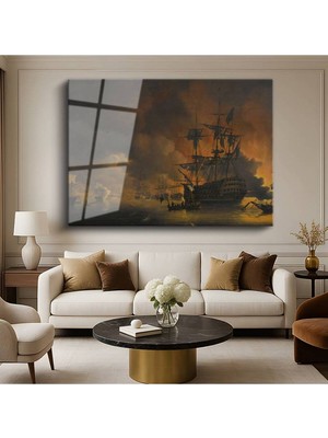 Limitless Design Joseph Mallord William Turner Deniz Savaşı Tarihi Cam Tablo Dijital Baskı Duvar Tablosu