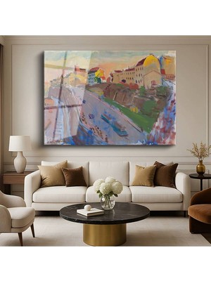 Limitless Design Alexej Von Jawlensky Şehir Mimari Manzarası Cam Tablo Dijital Baskı Duvar Tablosu Dekor Tablo