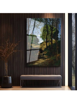 Limitless Design Jean-Baptiste-Camille Corot Orman Içi Yolculuk Cam Tablo Dijital Baskı Duvar Tablosu
