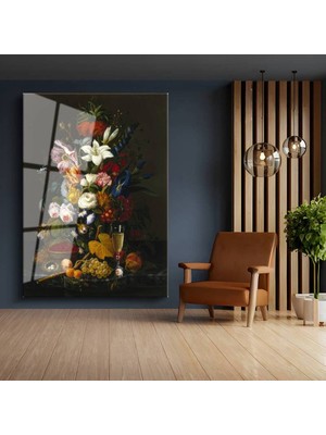 Limitless Design Jan Van Huysum Çiçek Meyve Hd Baskı Duvar Kompozisyonu Cam Tablo Hd Baskı Tablo