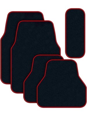 Smart Garage Hyundai I20 Uyumlu Füme Oto Paspas Halı Seti Kırmızı Kenarlı - Her Araca Uygun