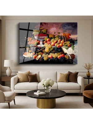 Limitless Design Frans Snyders Dramatik Manzaralı Meyve Şöleni Natürmort Cam Tablo Dijital Baskı Duvar Tablosu