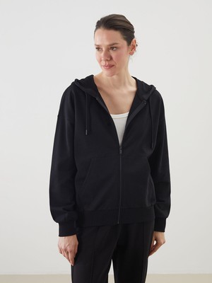 Lc Waikiki Yeni Sezon Kapüşonlu Oversize Kadın Fermuarlı Sweatshirt