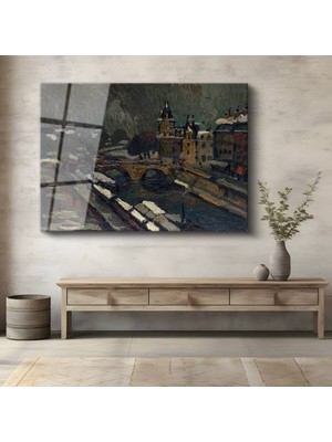 Limitless Design Tavik František Šimon Paris Köprüsü Şehir Manzarası Cam Tablo Hd Baskı Tablo